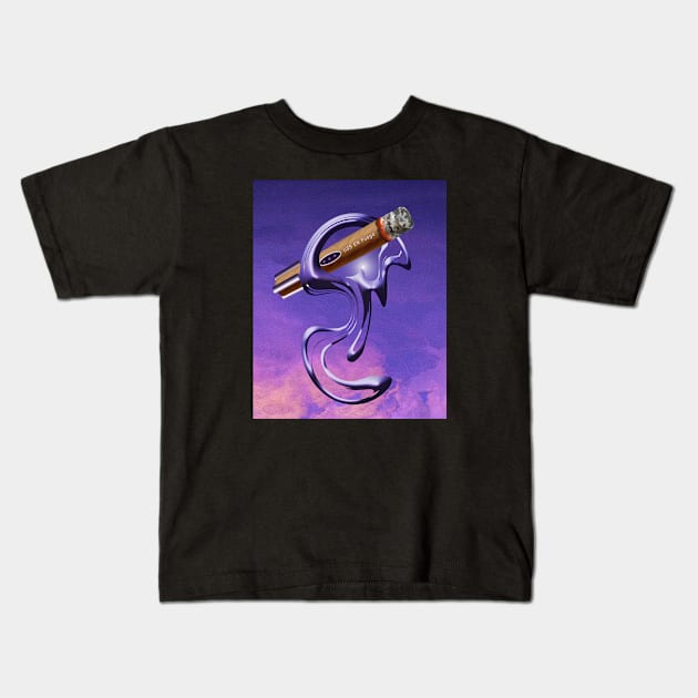 Cigar in Space Kids T-Shirt by Orfi